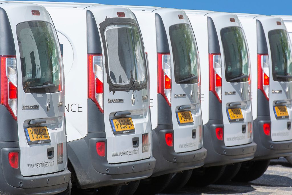 Row of commercial fleet vehicles suitable for CNG conversion